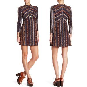 Free People Stella Printed Long Sleeve Mini Dress